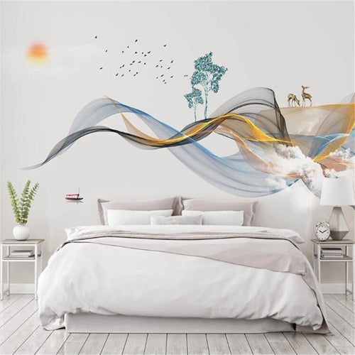 3D Hand-painted lines wallpaper