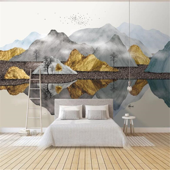 3D Abstract golden ink wallpaper