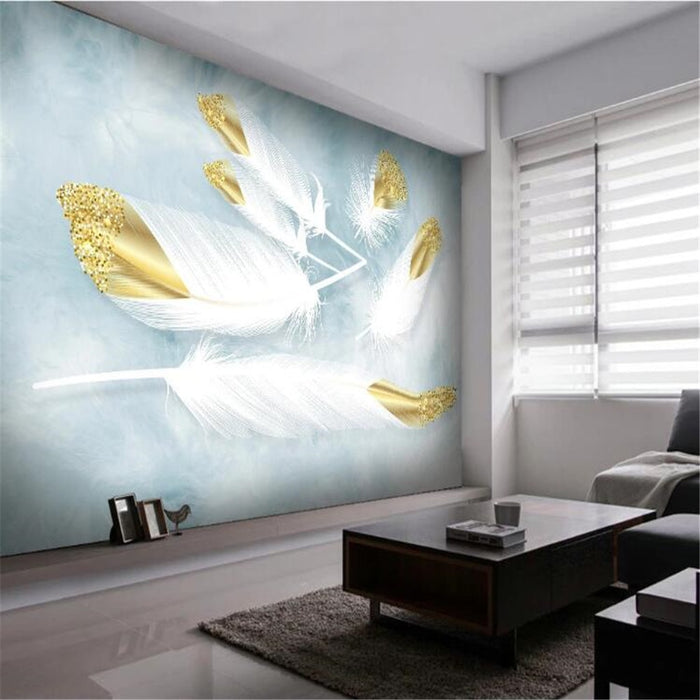 3D White and yellow r feather wallpaper