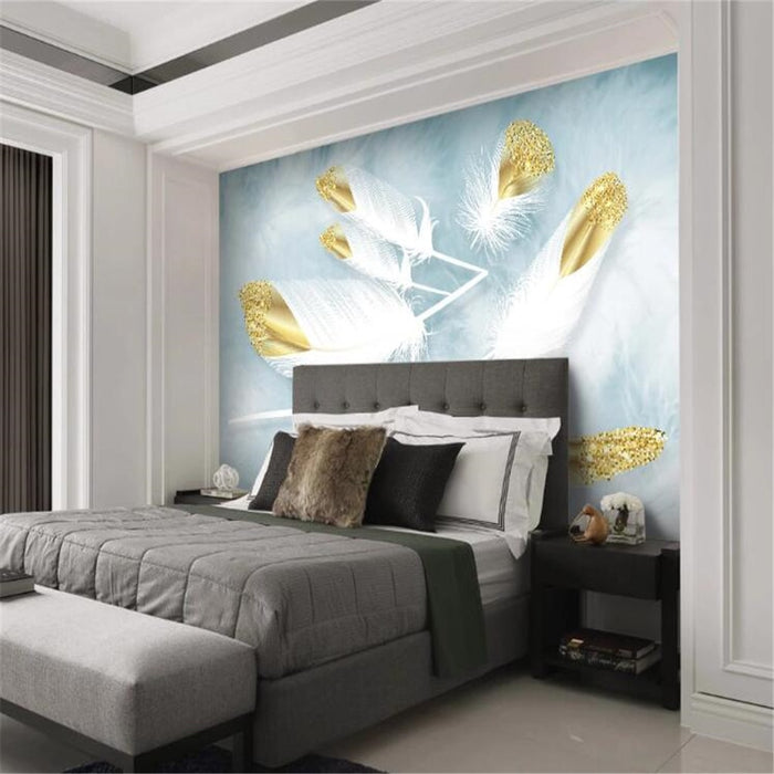 3D White and yellow r feather wallpaper