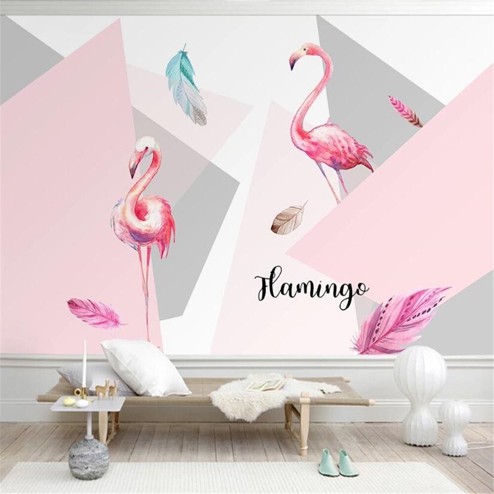 3D Minimalist flamingo wallpaper