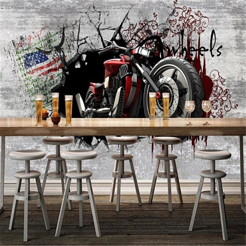 Broken Wall with Motorcycle Wallpaper