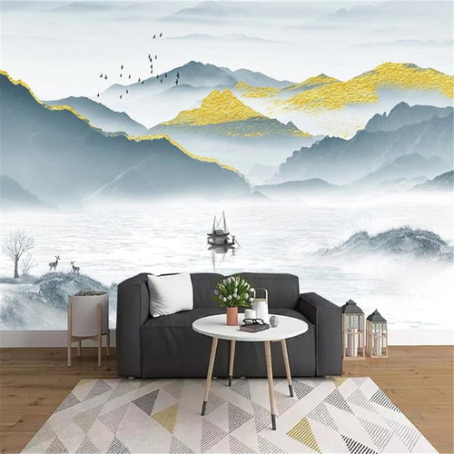 3D Golden landscape wallpaper