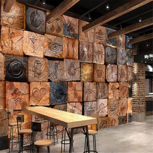 3D Wood block wallpaper