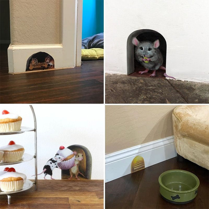 Cute Mouse Hole Wall Stickers