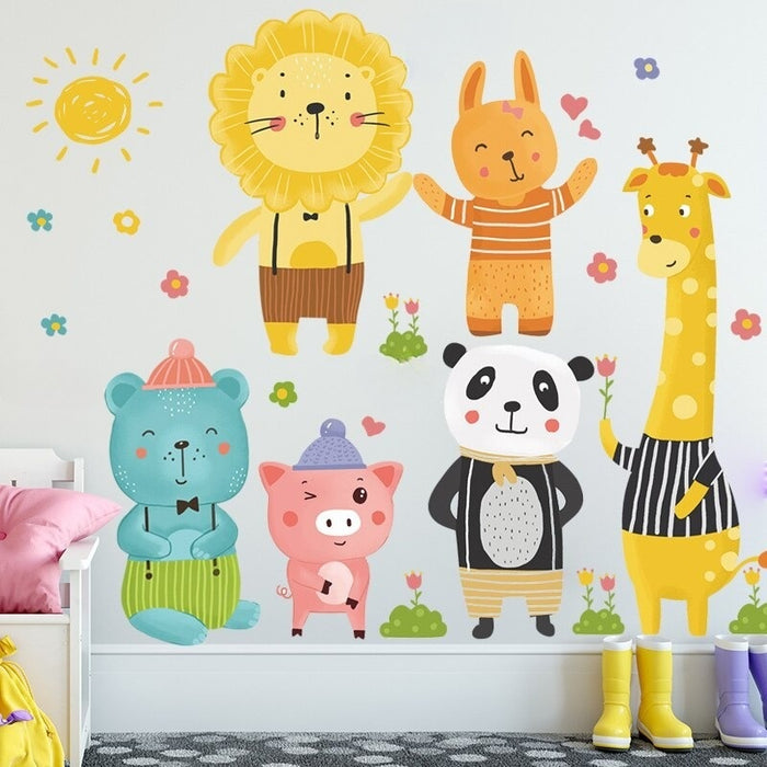 Cartoon Animal Party Wall Sticker For Kids Rooms