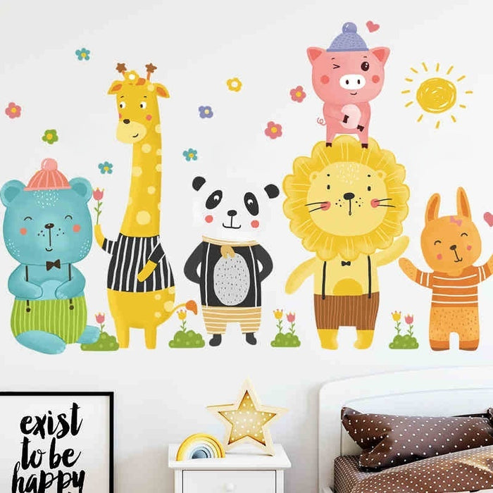 Cartoon Animal Party Wall Sticker For Kids Rooms