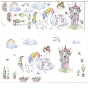 Girl With Unicorn Wall Stickers