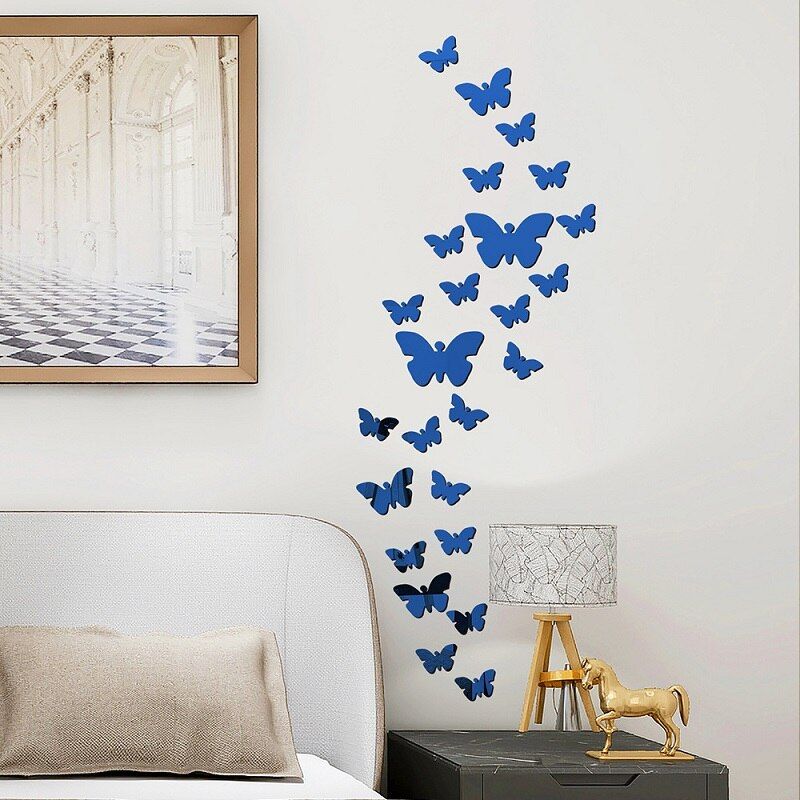 25 Pieces 3D Mirrors Butterfly Wall Stickers