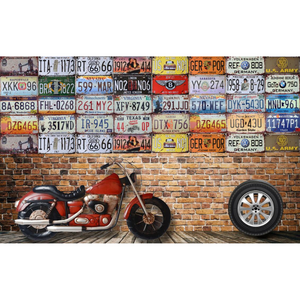 Rustic Motorcycle Club License Plate Wallpaper