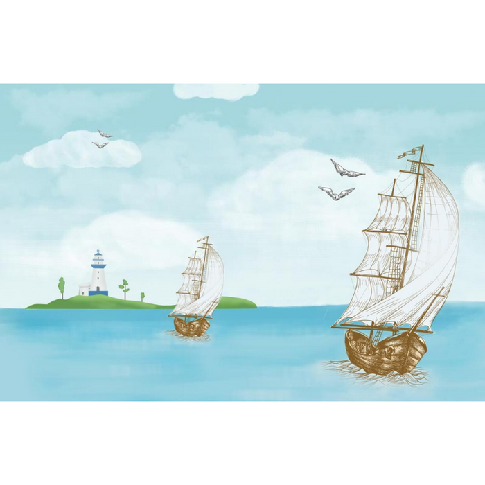 Lovely Cartoon Sailboat On The Water Wallpaper