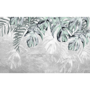 Simplistic Grey Banana Leaf Bush Wallpaper