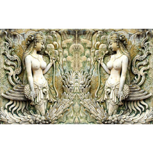 Luxurious Sculpted Stone Female Statue Abstract Wallpaper