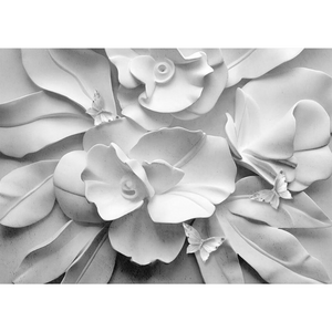 Embossed White Flowers Wallpaper
