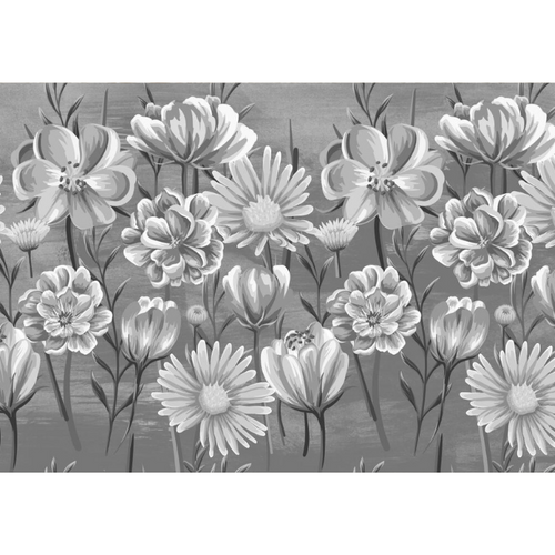 Gray Floral Illustration Wallpaper
