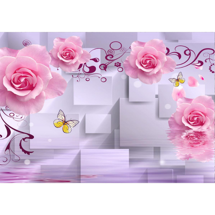 Abstract Pink Roses Design Wallpaper