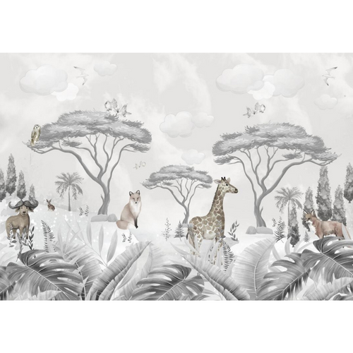 Gray Landscape Illustration Wallpaper