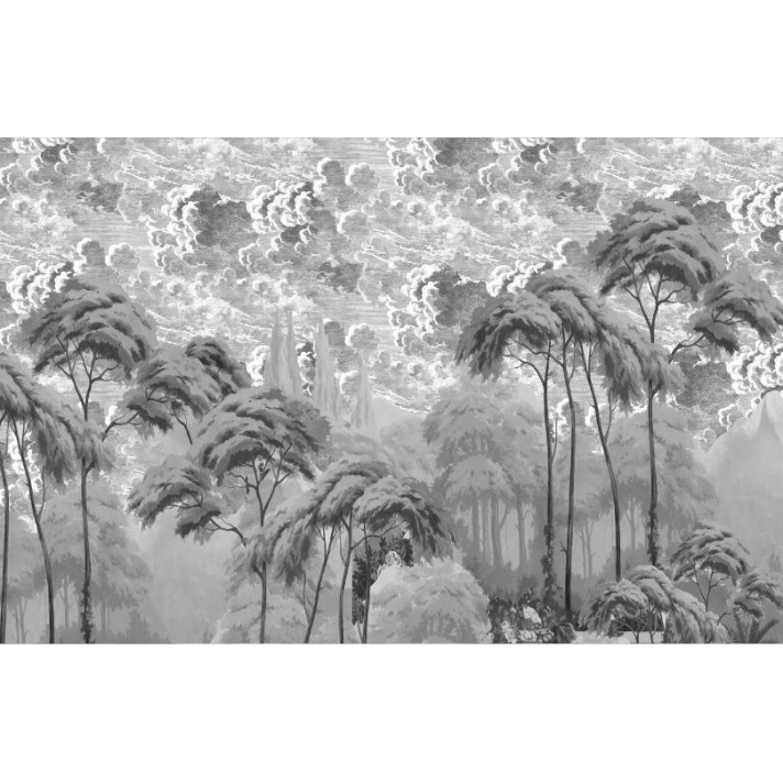 Grayscale Giant Forest Illustration Wallpaper