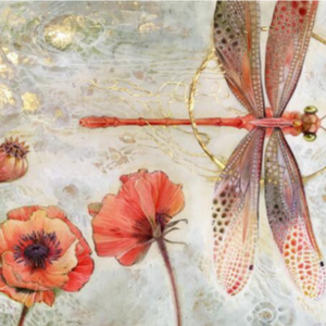 Dragonfly and Delicate Flowers Peel And Stick Wallpaper