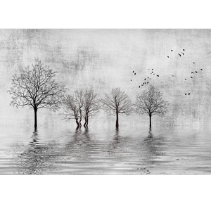 Black And White Trees On The Water Wallpaper