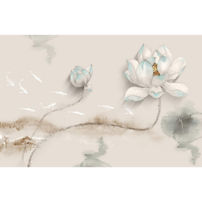 Textured White Flowers Wallpaper