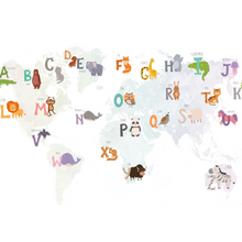 Cute Animal World Map Wallpaper